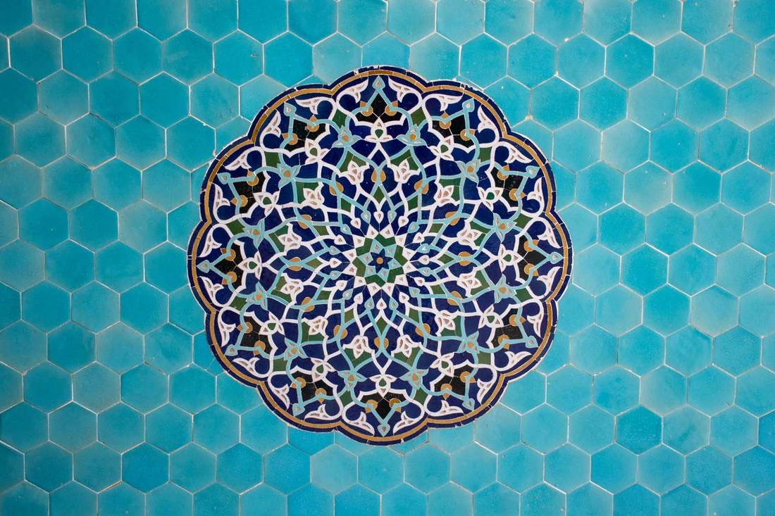 Mandala de azulejo persa en color turquesa